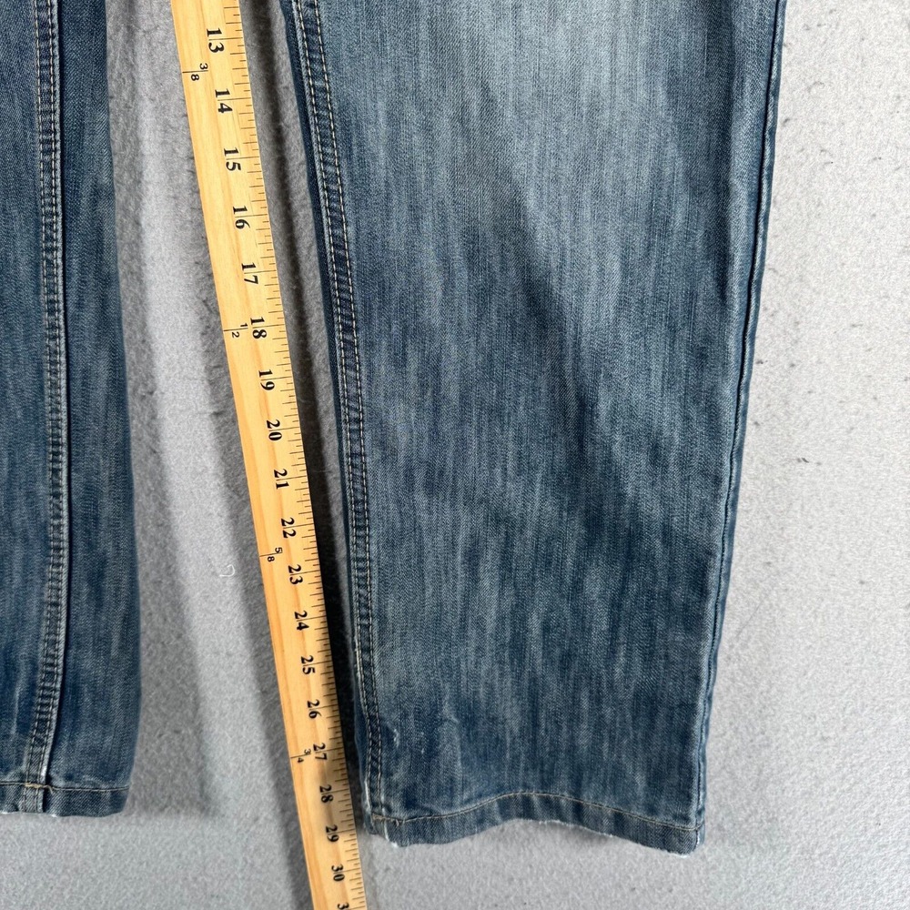PD&C Slim Straight Jeans Mens 34x30 Blue Medium Wash Classic Distressed Denim - Picture 6 of 16